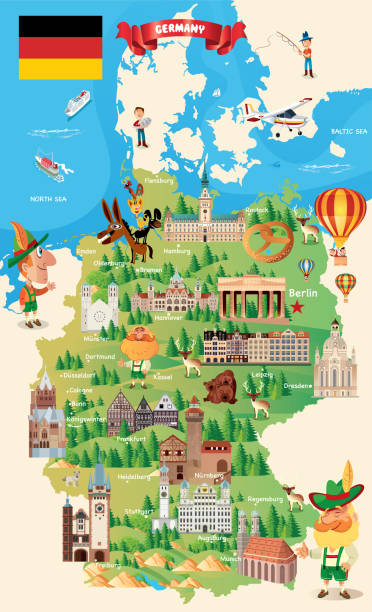 карта путешествий по германии - hamburg stock illustrations