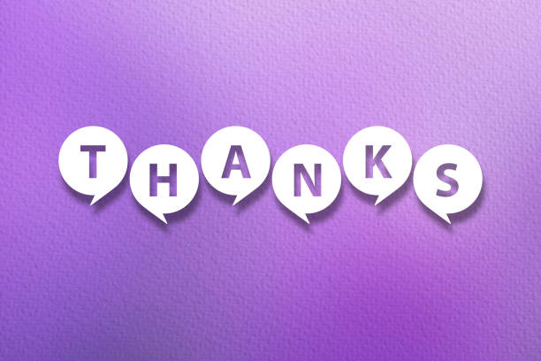 Thank you message with speech bubbles on purple background