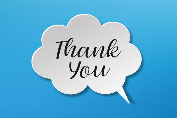 istock Thank you message with speech bubble on blue background 1402265311