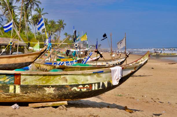 istock Boats Moored On Beach Against Clear Sky 1402265656