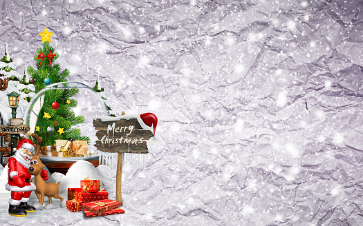 3D Illustration, 3D rendering effect, snow and Christmas Frame - christmas background