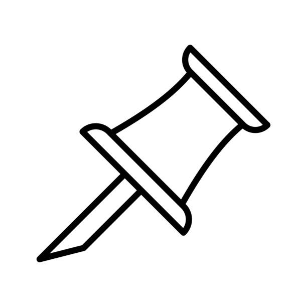 illustrations, cliparts, dessins animés et icônes de appuyez sur l’icône de l’épingle. punaise. pictogramme isolé sur fond blanc. - paper clip symbol attached computer icon
