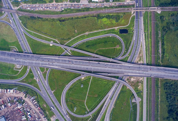 istock Aerial view on road junction 1402272712