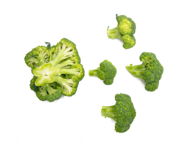 istock some pieces of fresh Broccoli isolated on white background,top view 1402273558