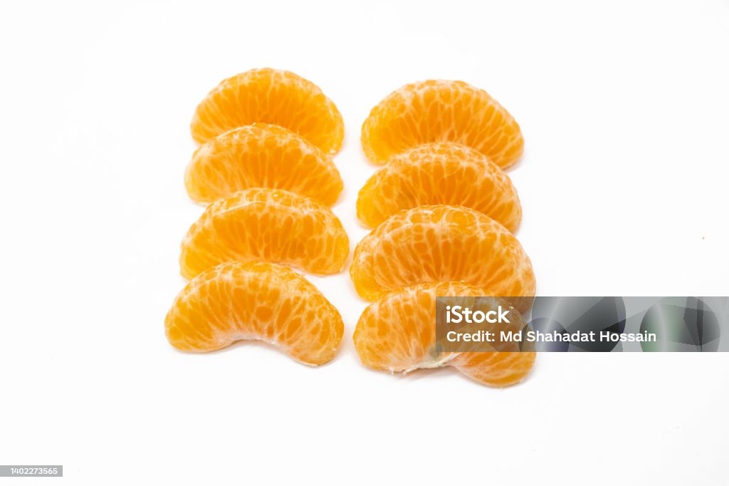 some pieces of tangerine isolated on white background Bangladesh Stock Photo