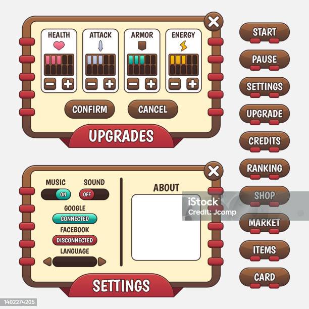 Vector Game Template Gui Kit Game Graphical User Interface Gui For ...