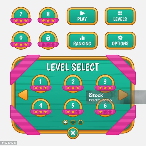 Vector Game Template Gui Kit Interface Level Selection Multi Stage ...