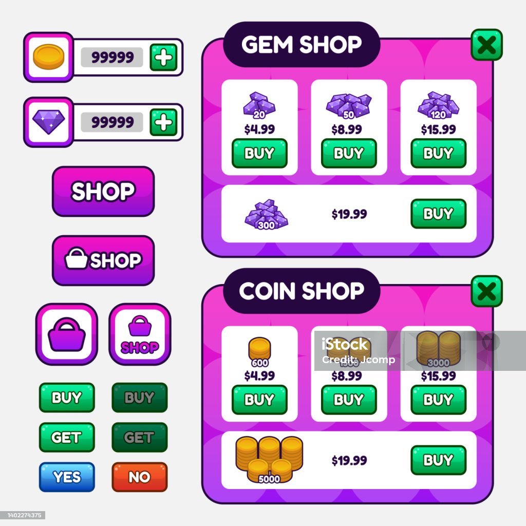 Video Gave Gui Simple Vector Game Template Gui Kit Game Graphical User Interface Gui For ...