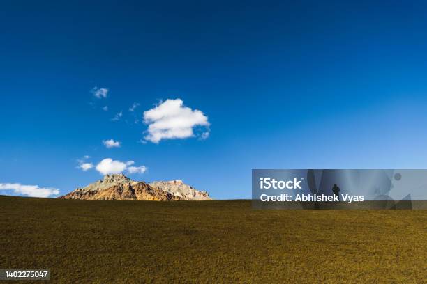 Himalayan Mountains Above The Green Fields Of The Village Of Losar In The Spiti Valley Himachal Pradesh Stock Photo - Download Image Now