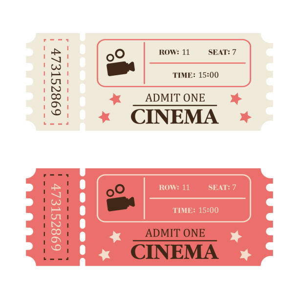 ilustrações, clipart, desenhos animados e ícones de ingressos de cinema vintage. admita um bilhete - admit one
