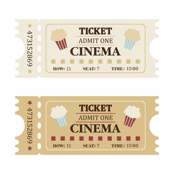 illustrazioni stock, clip art, cartoni animati e icone di tendenza di biglietti cinema d'epoca. ammettere un biglietto - ticket raffle ticket ticket stub movie ticket