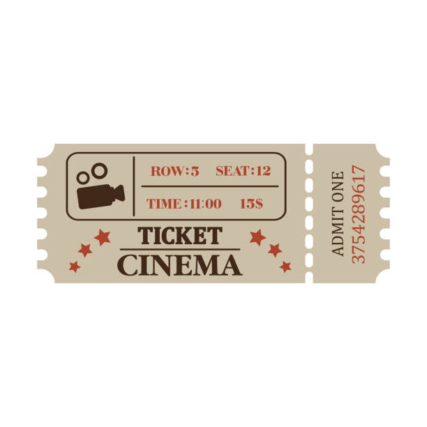 illustrazioni stock, clip art, cartoni animati e icone di tendenza di biglietti cinema d'epoca. ammettere un biglietto - ticket raffle ticket ticket stub movie ticket