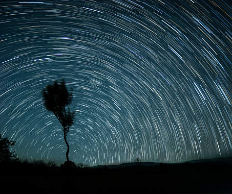 Circular star trails. Astro photography and Nightscape photography at Jambughoda, Gujarat