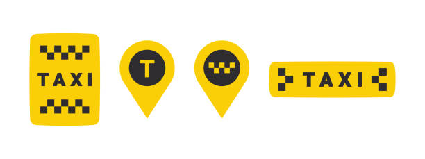 illustrations, cliparts, dessins animés et icônes de icônes du service de taxi. icônes d’éléments de service de taxi. service autour de l’horloge. icônes vectorielles - 2640