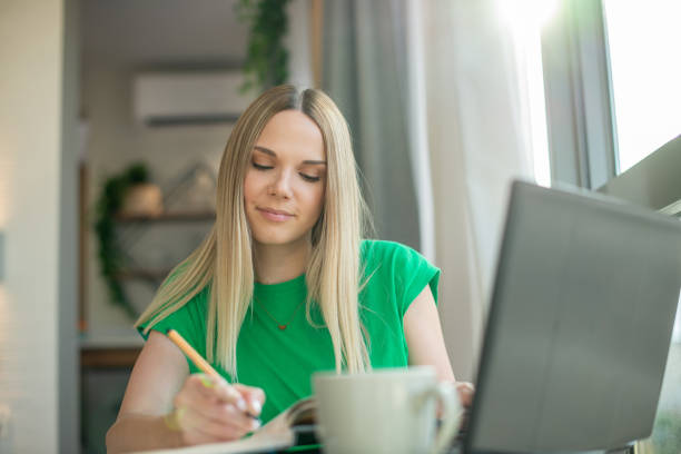 istock Young beautiful woman working from home 1402280248