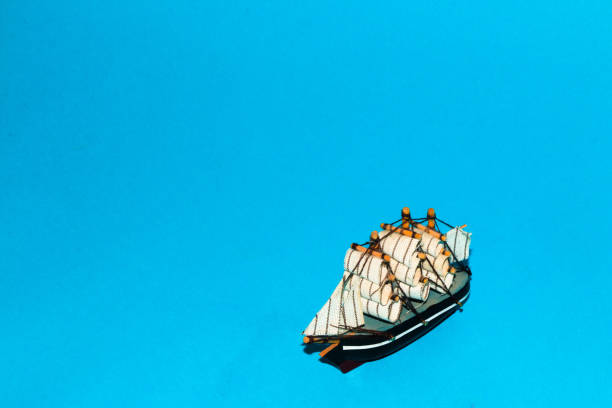 istock the ship sails on the blue high seas, aerial view, minimal concept 1402281311