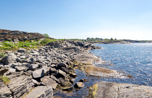 Small Island in the Kattegat sea. Island in Gothenburg archipelago, Sweden.