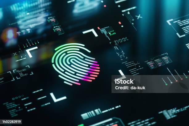 Biometric Authentication Button Digital Security Concept Stock Photo - Download Image Now