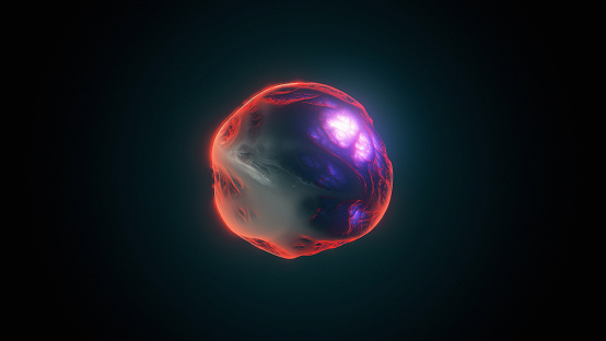 Planet or atom concept in white background. 3D illustration render