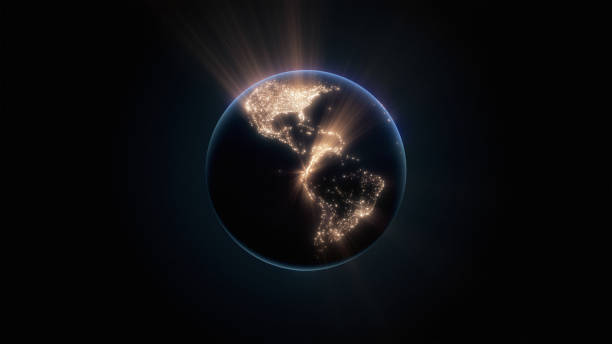 istock Planet Earth with city light illumination. 3D render 1402284292