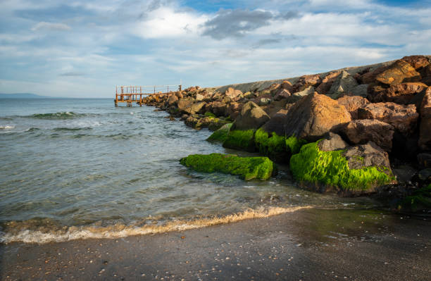 Fishing pier at Pomorie. Burgas region, Bulgaria, Europe.