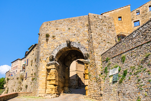 Porta all'Arco of Volterra, entrance gate of Etruscan origins incorporated in the 13th century medieval city walls