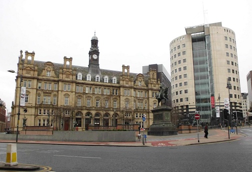 City Square is a paved area north of Leeds railway station at the junction of Park Row to the east and Wellington Street to the south