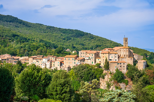 Skyline of Sasso Pisano, a village of medieval origin located at the top of a hill in the hinterland of the province of Pisa