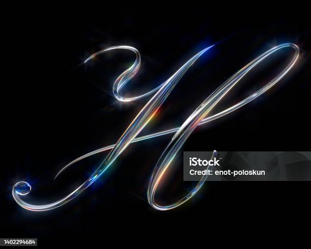 Glass Capital Letter H Stock Photo - Download Image Now - Letter H, Typescript, Chrome