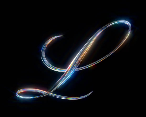 Glass Capital Letter L on black background from a gorgeous set of handwritten 3D alphabet. You can make any words from these letters. The sizes of each letter in pixels correspond to each other.