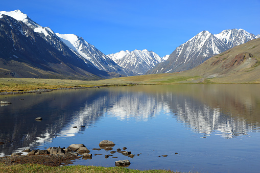 mountain landscape with lake in Altay, Russia