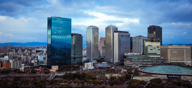 istock Panoramic View to the Osaka City at the Sunset time 1402304140