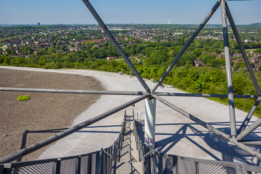 Stairs of the tetrahedron overlooking the landscape in Bottrop, Germany