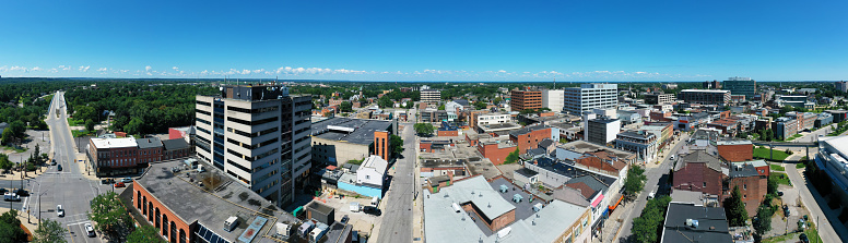 An aerial panorama view of St Catharines, Ontario, Canada