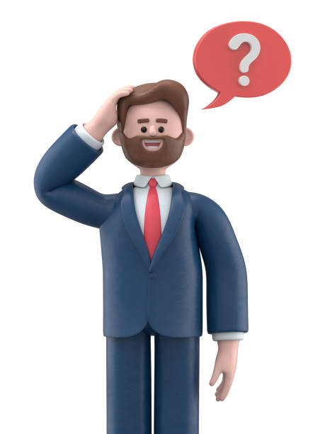 istock 3D illustration of thinking businessman Bob scratching her head and looking at question mark in speech bubble. Cartoon pensive businesswoman scraping hair, feeling doubt or hesitating. 1402306713