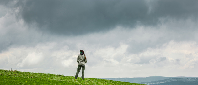 Hiking on the Wasserkuppe in the Rhön in Hesse