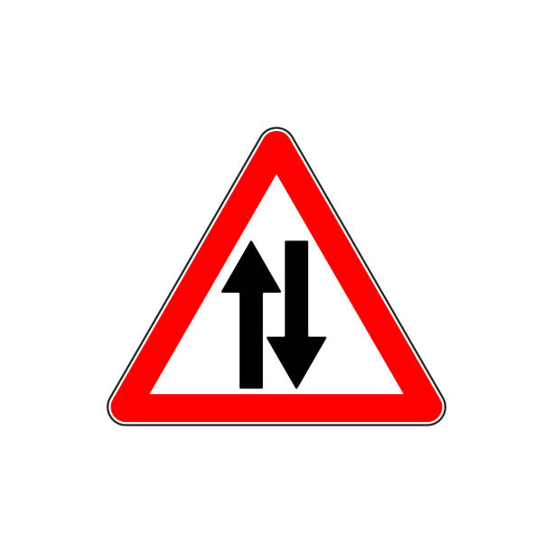 verkehrszeichenwarnung zwei-wege-verkehr - two way traffic stock-grafiken, -clipart, -cartoons und -symbole