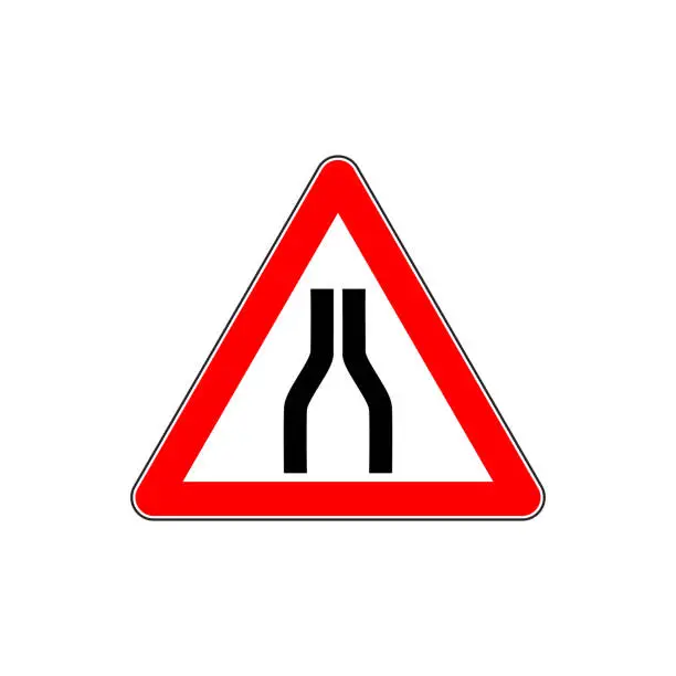 Vector illustration of Road narrows on both sides