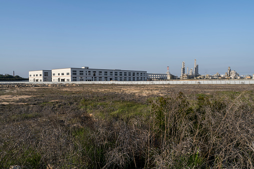 Open space in front of the chemical plant
