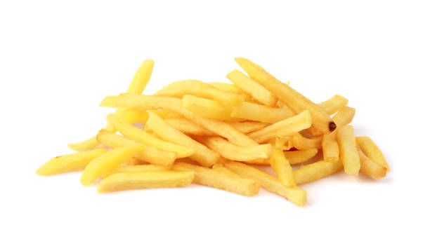 Fried chips isolated on a white background Fried chips isolated on a white background with clipping path fried potato stock pictures, royalty-free photos & images