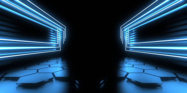 istock 3D abstract background with neon lights. neon tunnel  .space construction . .3d illustration 1402314379