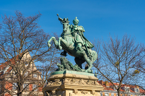 Gdansk, Poland - 11 March, 2022: Monument of king Jan III Sobieski. Travel