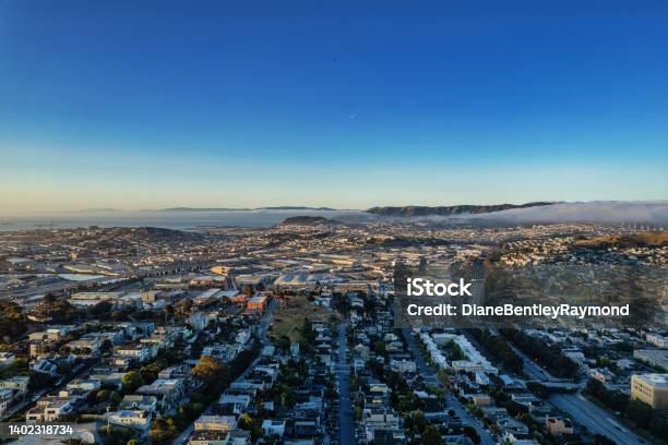 Aerial View Of Fog Over South San Francisco Stock Photo - Download Image Now - San Francisco - California, South, California