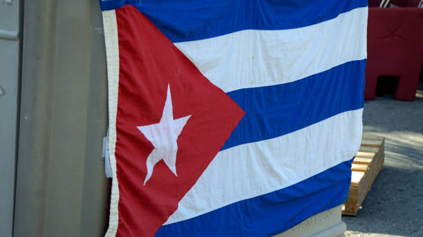 Flag of Cuba ,on a vintage folded sheet of paper