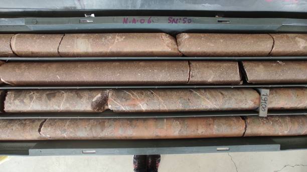 Horizontal brown drilling core sanstone and conglomerate