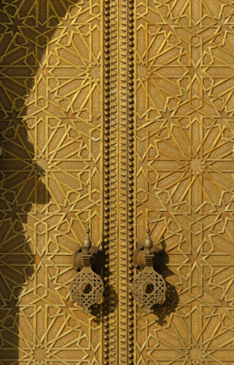 Brass gate of the Royal Palace in Fes, Morocco