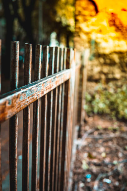 istock Old wooden yard fence 1402332074