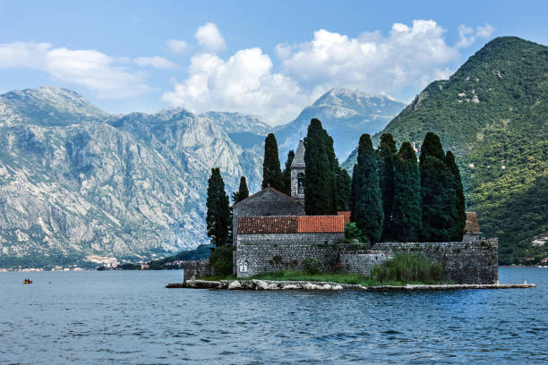 istock Seascape, Monastery on the island in Perast, Montenegro. 1402333205