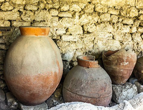 Ancient clay pots excavations into Greek city ruins