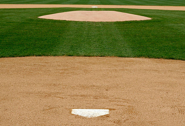 De baseball professionnel infield vue de la home base - Photo